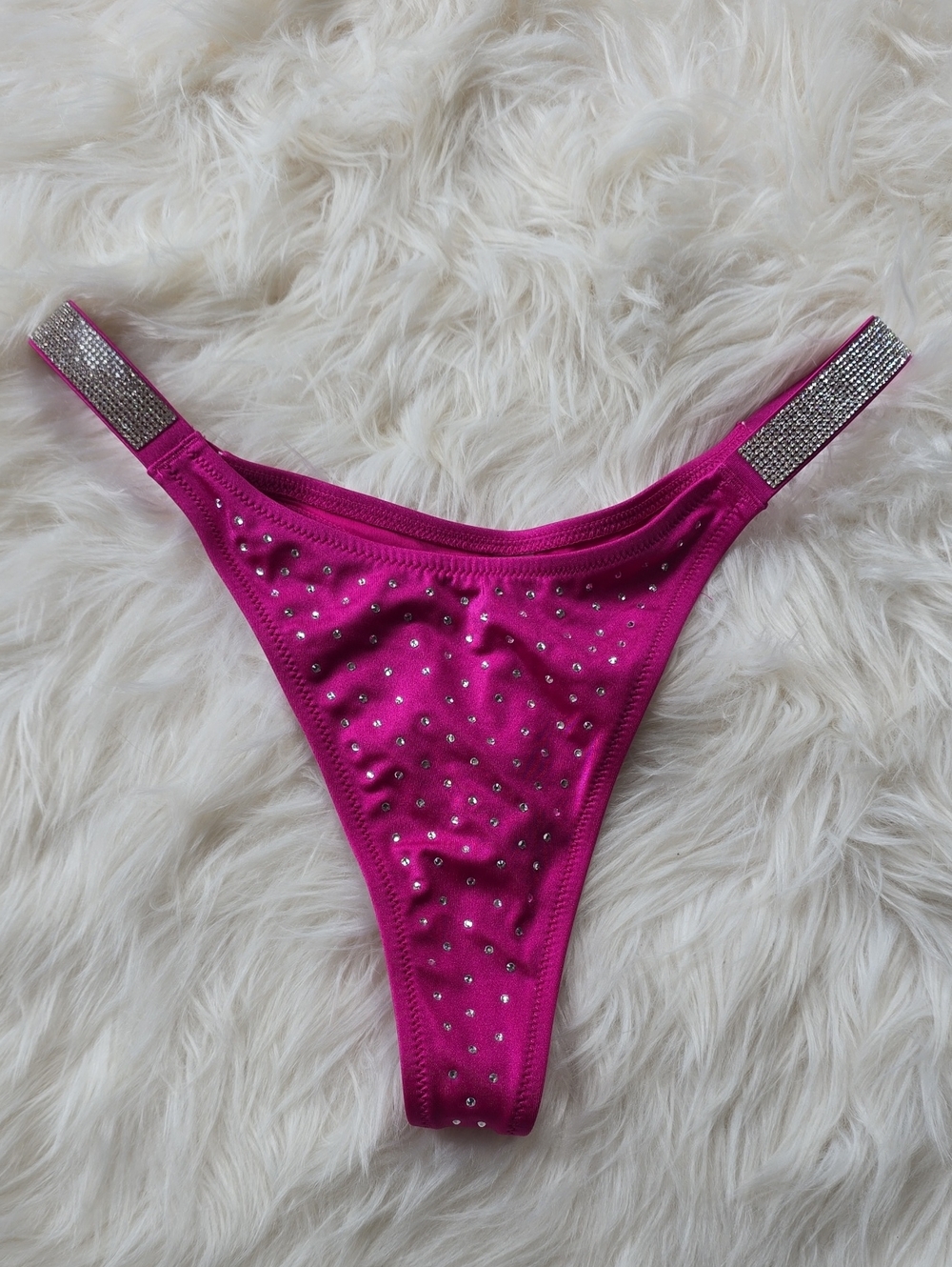 Victoria's Secret Fuchsia Rhinestone Shine Strap Bikini Bottom M